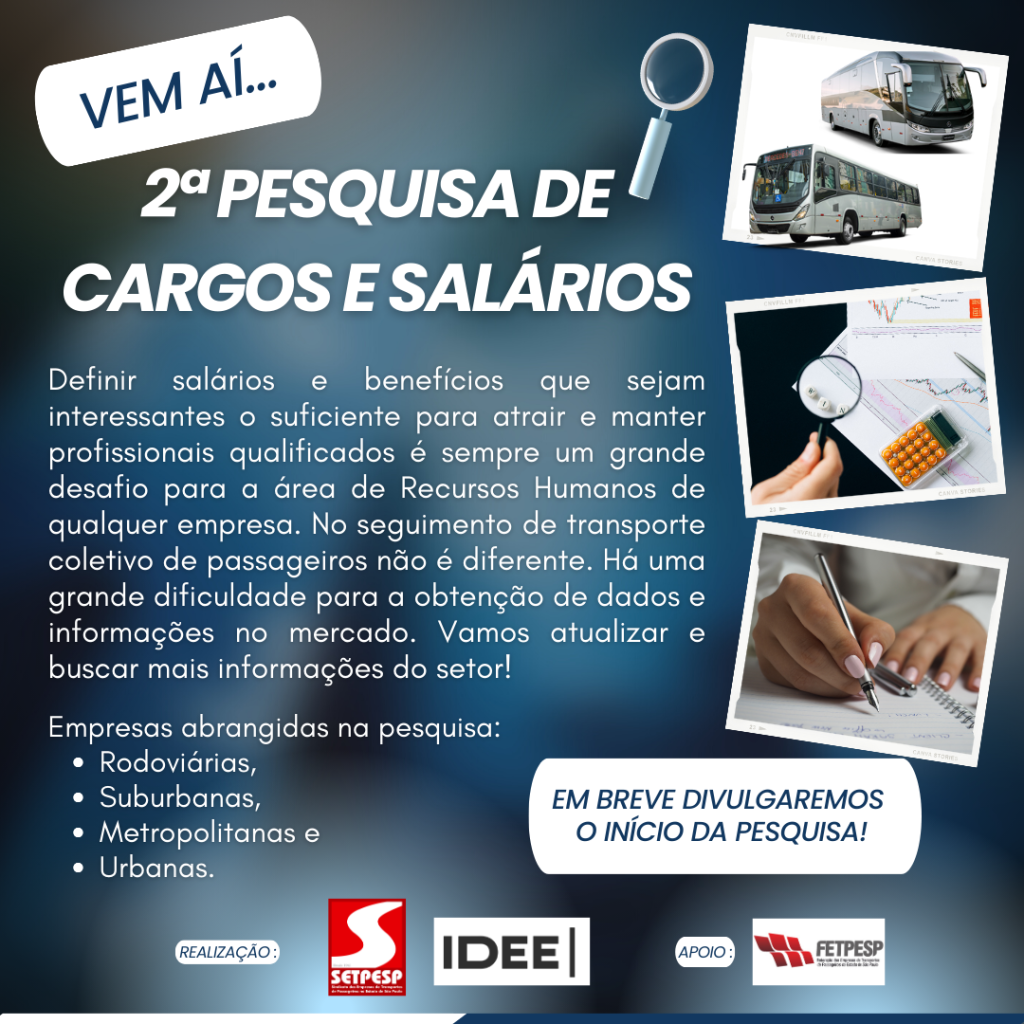 SETPESP e IDEE Consult promovem 2ª edição da pesquisa de cargos e salários no transporte de passageiros em São Paulo