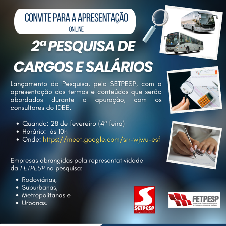 SETPESP e IDEE Consult lançam a 2ª edição da pesquisa salarial no transporte de passageiros em São Paulo