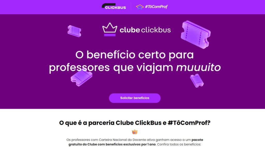 Foto: Reprodução - www.clickbus.com.br/campanha-clube-tocomprof