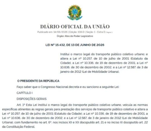 Governo sanciona Marco Legal do Transporte Público Coletivo